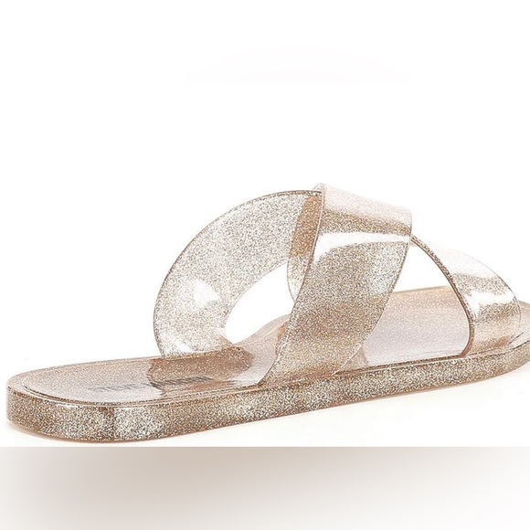 STEVE MADDEN Gold Glitter Jelly HORIZON Slide Sandal NIB - Picture 4 of 7